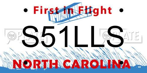 S51LLS North Carolina License Plate