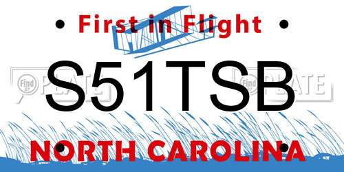 S51TSB North Carolina License Plate