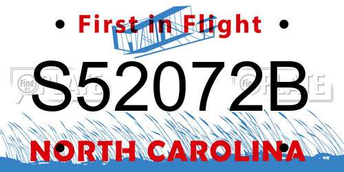 S52072B North Carolina License Plate