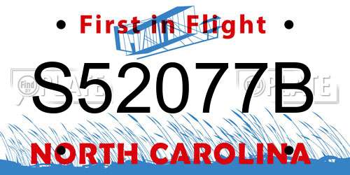 S52077B North Carolina License Plate