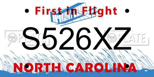 S526XZ North Carolina License Plate