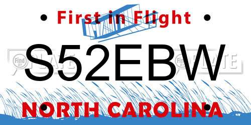 S52EBW North Carolina License Plate