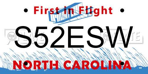 S52ESW North Carolina License Plate