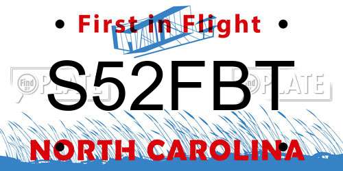 S52FBT North Carolina License Plate
