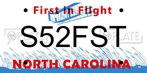 S52FST North Carolina License Plate