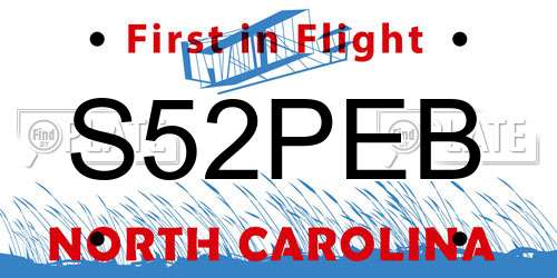 S52PEB North Carolina License Plate