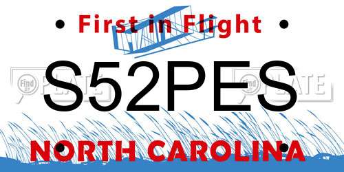 S52PES North Carolina License Plate