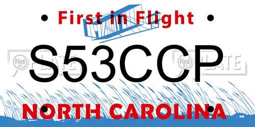 S53CCP North Carolina License Plate