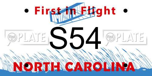 S54 North Carolina License Plate