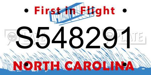 S548291 North Carolina License Plate