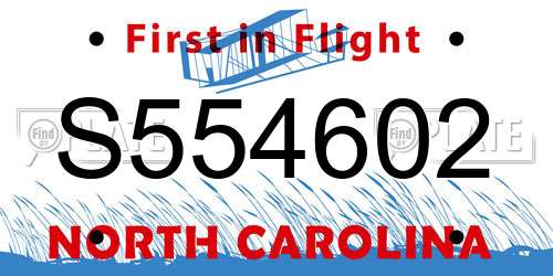 S554602 North Carolina License Plate