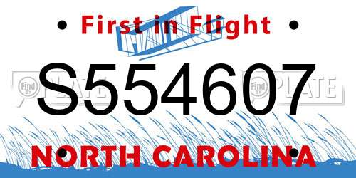 S554607 North Carolina License Plate