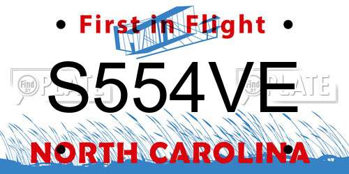 S554VE North Carolina License Plate