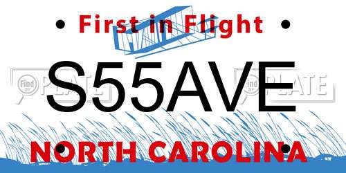 S55AVE North Carolina License Plate