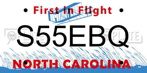 S55EBQ North Carolina License Plate