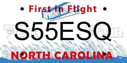 S55ESQ North Carolina License Plate