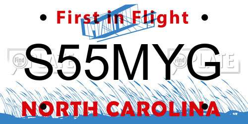 S55MYG North Carolina License Plate