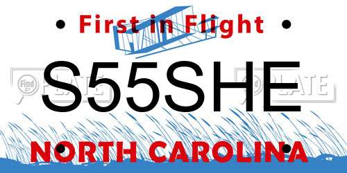 S55SHE North Carolina License Plate