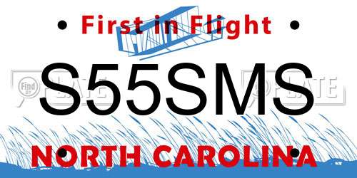 S55SMS North Carolina License Plate