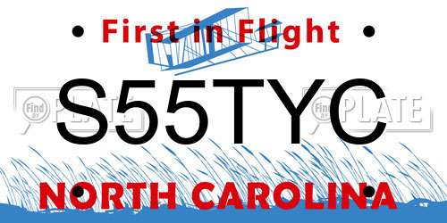 S55TYC North Carolina License Plate