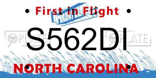 S562DI North Carolina License Plate