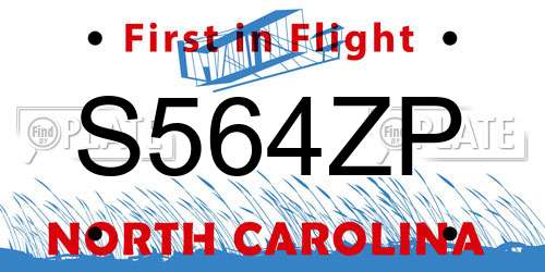S564ZP North Carolina License Plate