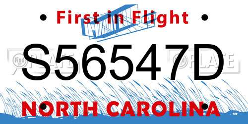 S56547D North Carolina License Plate