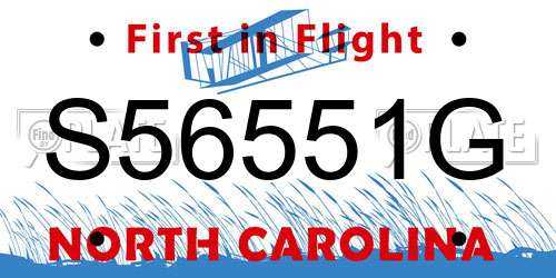 S56551G North Carolina License Plate