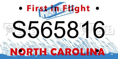 S565816 North Carolina License Plate