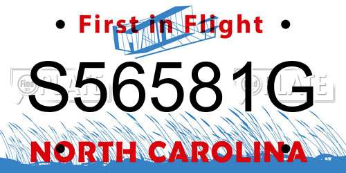 S56581G North Carolina License Plate