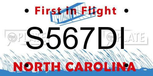 S567DI North Carolina License Plate