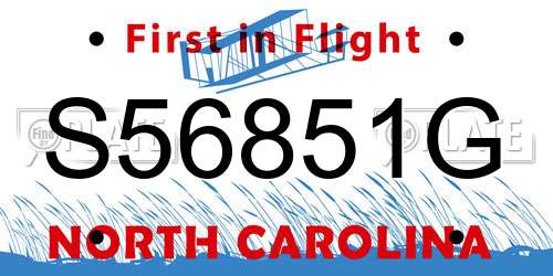 S56851G North Carolina License Plate