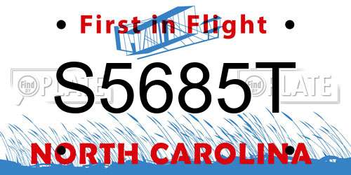 S5685T North Carolina License Plate