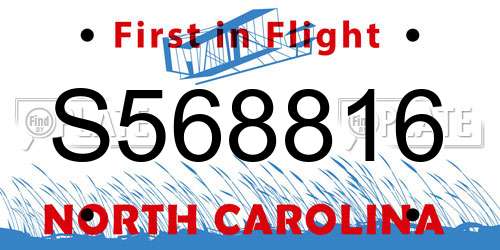 S568816 North Carolina License Plate