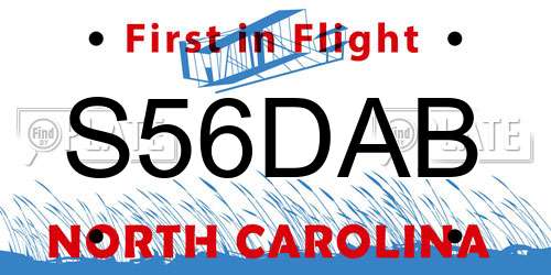 S56DAB North Carolina License Plate
