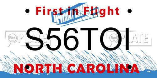 S56TOI North Carolina License Plate