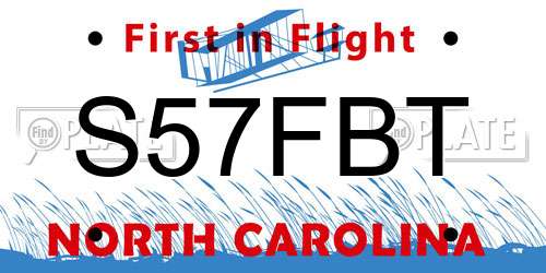 S57FBT North Carolina License Plate