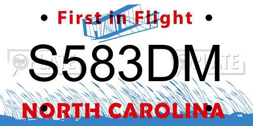 S583DM North Carolina License Plate