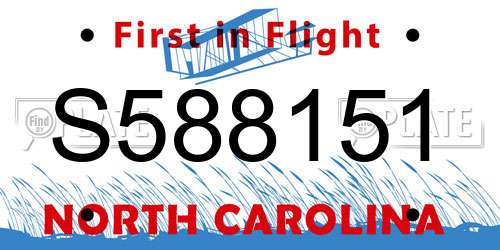 S588151 North Carolina License Plate