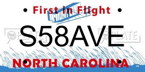 S58AVE North Carolina License Plate