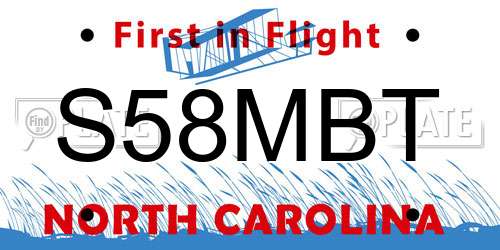 S58MBT North Carolina License Plate