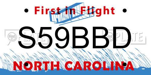 S59BBD North Carolina License Plate