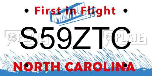 S59ZTC North Carolina License Plate
