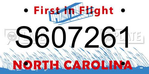 S607261 North Carolina License Plate