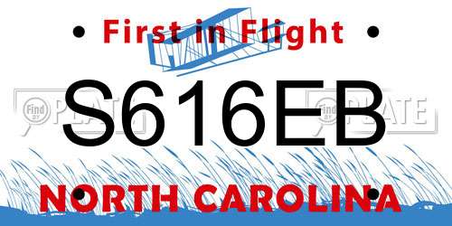 S616EB North Carolina License Plate