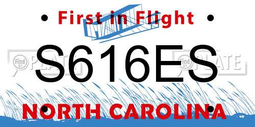 S616ES North Carolina License Plate