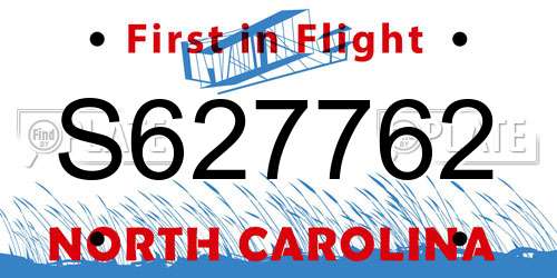 S627762 North Carolina License Plate