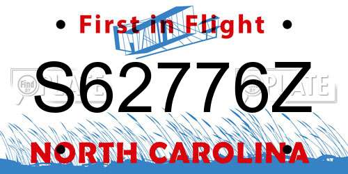 S62776Z North Carolina License Plate