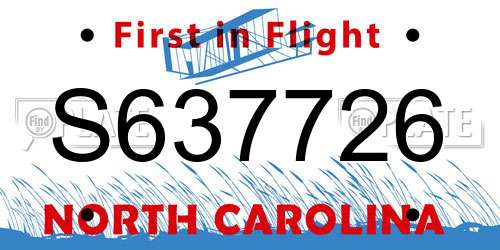 S637726 North Carolina License Plate