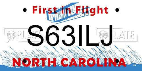 S63ILJ North Carolina License Plate